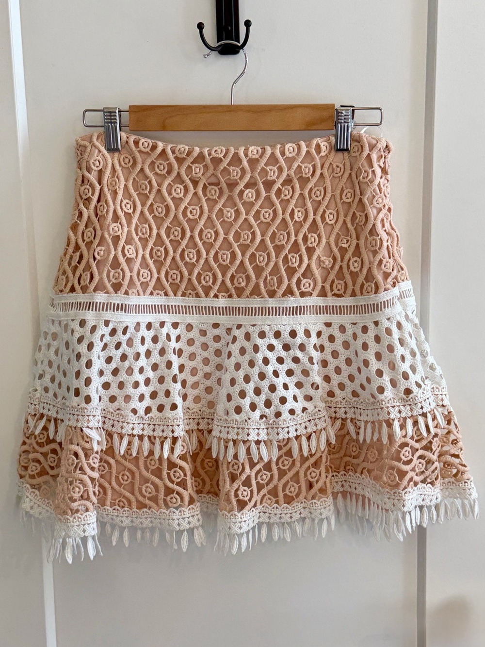 Tiered Peach Lace & White Eyelet Skirt